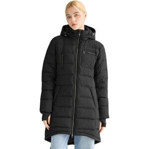 Women's Down Hooded Puffer Quilted Jacket Coat Black Winter Warm Outerwear